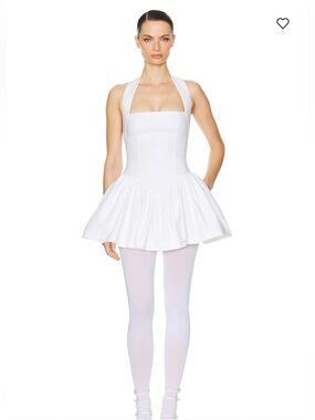Helsa Faille White Halter Mini Dress